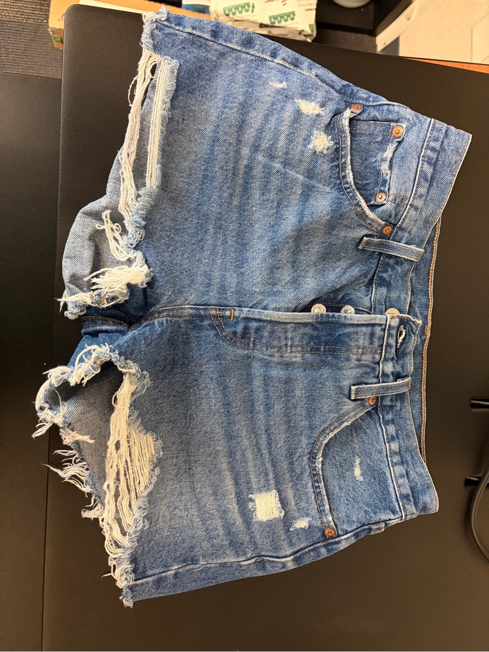 Levi's 501 Light Blue Distressed Denim Cutoff Shorts